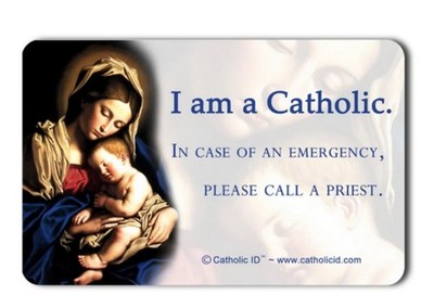 Catholic ID Plastic Card Madonna and Child Please Call a Priest