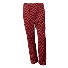 Modern Fit Unisex Cargo Chef Pants, Elastic Waist CC220 Checkered Red, M