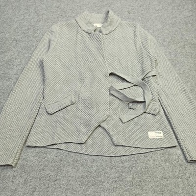 Odd Molly Damen Häkel Strickjacke Größe 2 - M Grau Baumwolle Wrap Tie Sweater