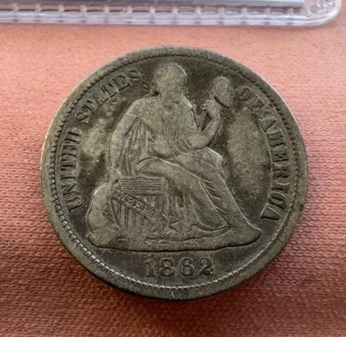 1862 ~ Seated Liberty Dime ~ RARE Civil War Date ~ FINE ~ Great Antique Tone!!