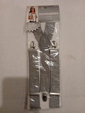 New Sparkling Silver Suspenders Kids Or Adults Halloween Party Dress Up