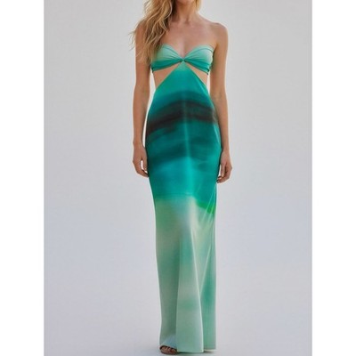 $300 NWT BAOBAB Riri Strapless Cut-Out Maxi Dress, Evergreen, Large