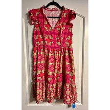 Cupshe Mini Dress Womens Size M Pink Green New Geometric Floral Flutter Sleeve