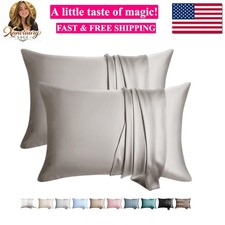 100 Silk Pillow Cases 2 Pack Queen Size Mulberry Silk Pillowcase for Hair an...