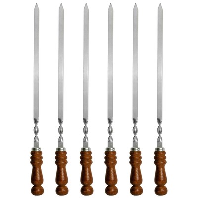 1-10 st. BBQ Edelstahlspieß mit Holzgriff 65cm lang 1,2cm breit 3mm Stark Grill