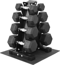 Rubber Coated Hex Dumbbell Set with Storage Rack, 100/150/200/550 LB Hand Weight
