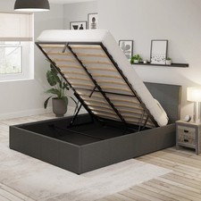 Image of Ascot Double Ottoman Storage Bed Grey Fabric end lift up storage
