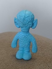 Veined Cranium Alien Diener Eraser Monster Creature Vintage Blue Rubber Figure
