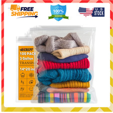 100 Count Large Ziplock Bags Bulk 14" 20", 3 Gallon  2 Mil Thick Zip Lock Bags