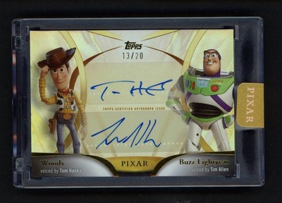 WOODY Tom Hanks BUZZ Tim Allen 2025 TOPPS PIXAR GOLD AUTO /20 Disney CHASE CARD