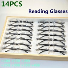 14 Pack Rimless Reading Glasses Blue Light Bl...
