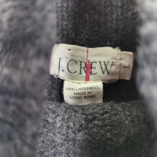 VTG J Crew Lambs Wool Mock Neck Sweater Mens L Gray Ribbed Fisherman Oarsman - Picture 4 of 8