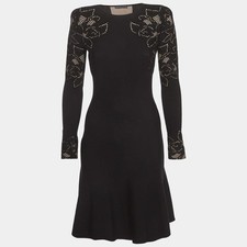 Alexander McQueen Black Floral Jacquard Mini Dress XS