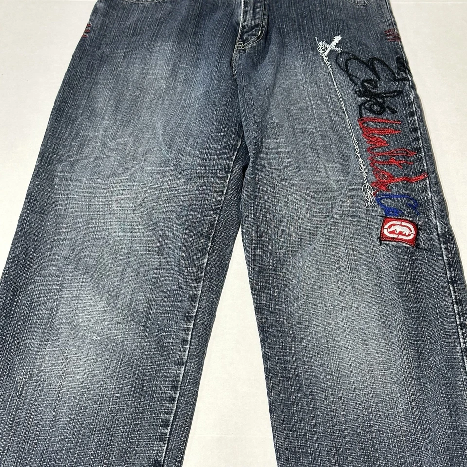 Jeans de patinaje holgados azules Ecko Unlimited Jean para niños Y2K bordados talla 12 Foto 3 de 4