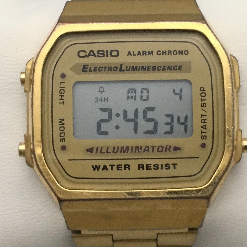 Casio 3298 A168 Mens Watch 35mm Gold Tone Alarm Chronograph