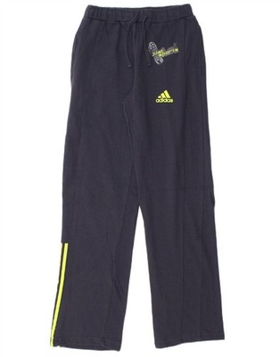 ADIDAS Mens Graphic Tracksuit Trousers XS Navy Blue Cotton AI05
