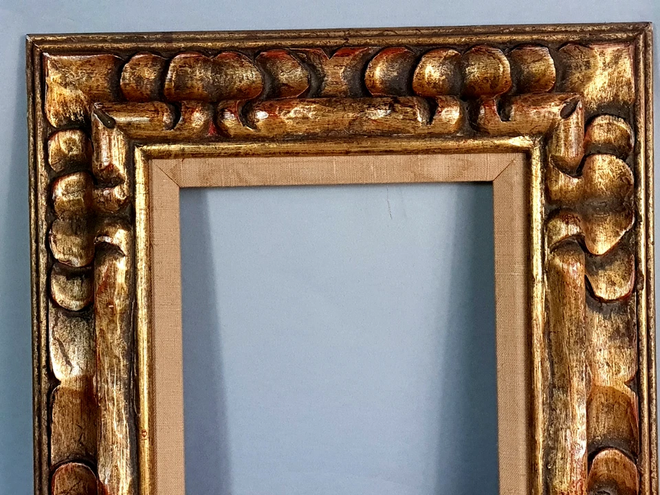 Cadre style ancien 43x38 cm, feuillure: 25x20 ou 28x23 cm bois sculpté doré C792 - Photo 2/4