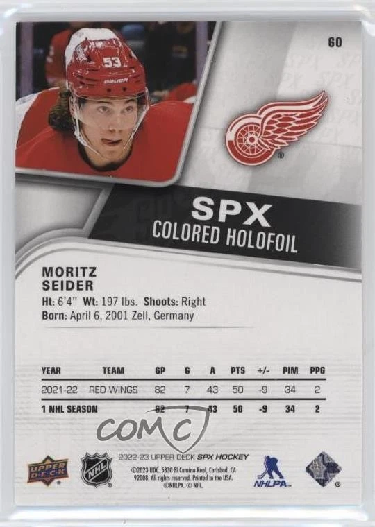 2022-23 SPx Colored Holofoil /149 Moritz Seider #60 - Image 2 of 2