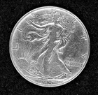 1945 Walking Liberty, silver Half-dollar, circulated, ungraded