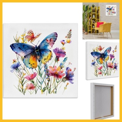 Stupell Industries Blue Toned Butterfly Garden Canvas Wall Art Design by LSR Des