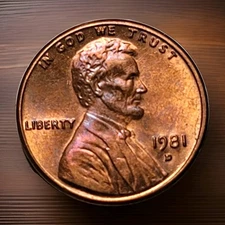 1981 D Lincoln Memorial Cent, Toning, MM, Error Variety, 💫NICE💫