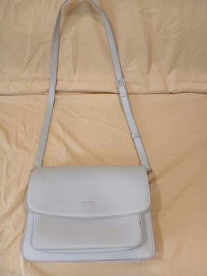 Pixie  MOOD Light Gray Faux Leather Crossbody Shoulder Bag Flap Closure