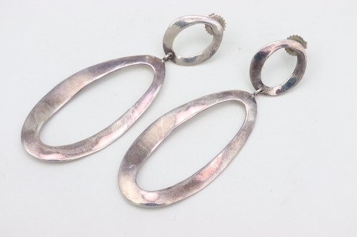 VTG 925 Sterling Silver Ippolita Fatto A Mano 3" 'Snowman' Earrings Double Hoop - Picture 3 of 8