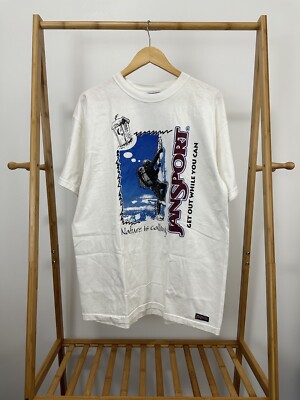 VTG 90s JanSport Nature Calling Get Out While You Can RARE Promo T
