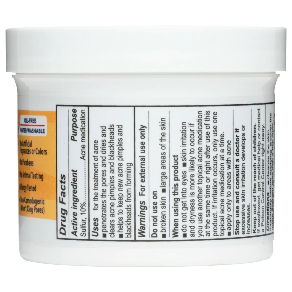 De La Cruz 10% Sulfur Ointment Acne Medication, 3 JUMBO JARS 5.5 OZ Exp 07/27 - Image 2 of 4