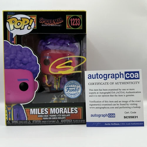 Shameik Moore AUTÓGRAFO Spider-Man Miles Morales Firmado Funko Pop ACOA