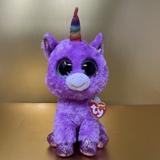 Ty Beanie Boos-ROSETTE Purple Unicorn Glitter Eyes 10" Plush Stuffed Animal Toy.