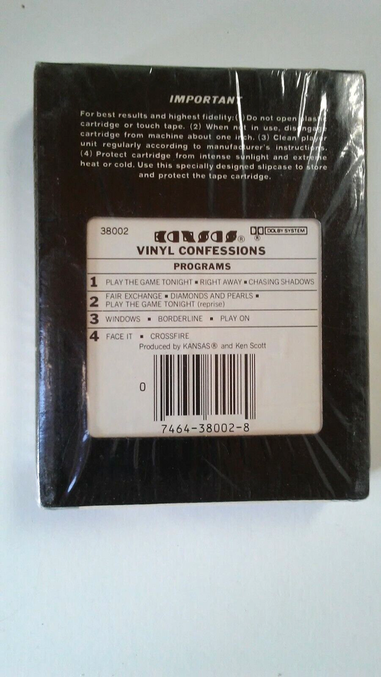 Kansas VINYL CONFESSIONS 1982 NEW 8 Track Tape Cartridge (Kerry