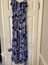 Lilly Pulitzer Aleatha Reel Life Blue Print Strapless Jumpsuit XS
