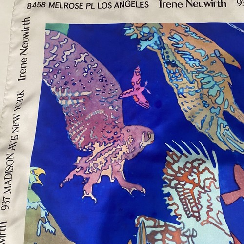 Bufanda de seda enrollada a mano 35"" águila colibrí musgo pájaro diseñador - Imagen 4 de 16
