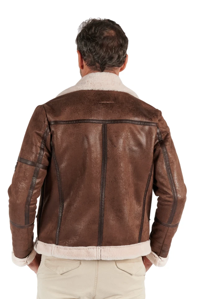 BARONE giubbotto montone shearling in pelle ed alcantara Made In Italy - Immagine 4 di 4