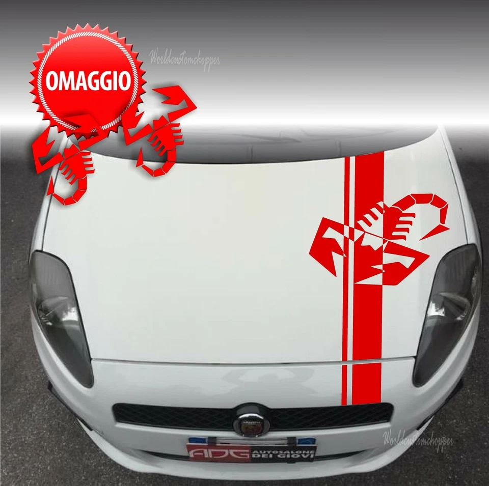 WORLDCUSTOMCHOPPER Adesivi Stiker Fiat grande punto Fascia Scorpione da cofano Abarth Tuning