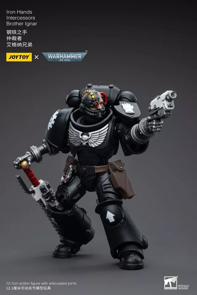 JOYTOY X Warhammer 40k Iron Hands Intercessors Brother Ignar 1/18