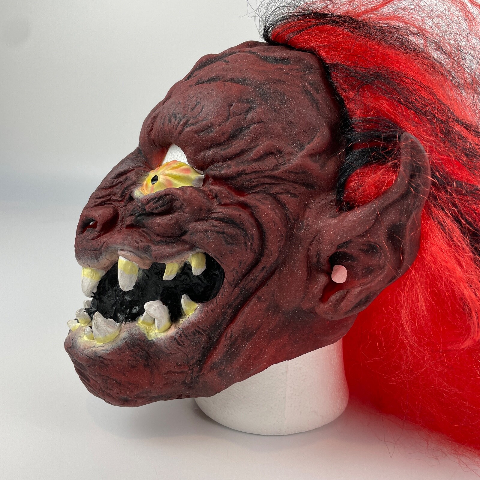 Vintage 2001 Paper Magic Group Halloween Mask Scary Ugly Demon Face With Wig