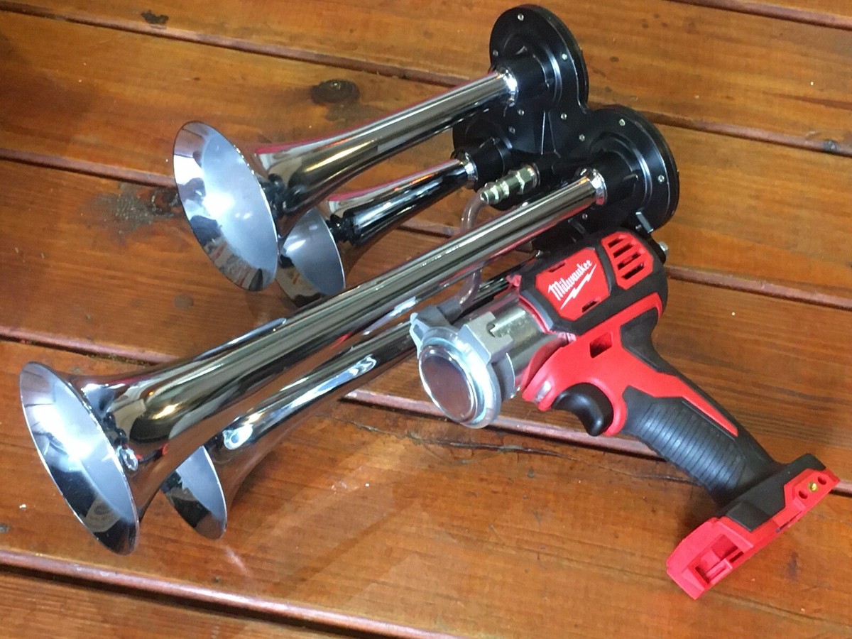 Milwaukee M18 Power Air Horn, QUAD Train Horn Compressor, Brass