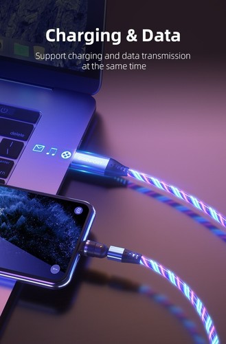 540° 3-in-1 Magnetic USB Charging Cable 3A Fast Charger Type-C Micro USB Tips - Photo 25 sur 25