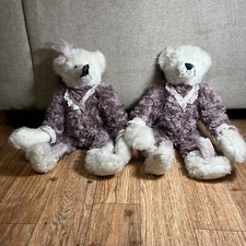 Vintage Teddy Bears Ganz Cottage Collectibles Couple Lindsey Purple Plush Toy 90