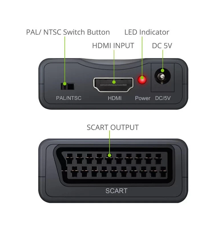HDMI zu auf Scart Konverter Wandler AV Scaler Converter Adapter 1080P HD TV NEU - Bild 2 von 4