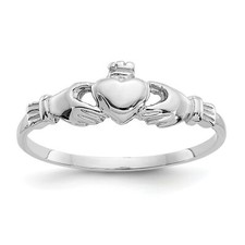 14K White Gold Claddagh Ring Sz 4