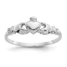 14K White Gold Claddagh Ring Sz 4