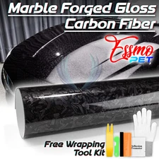 ESSMO PET Marble Forged Gloss Carbon Fiber Black Car Vehicle Vinyl Wrap Decal
