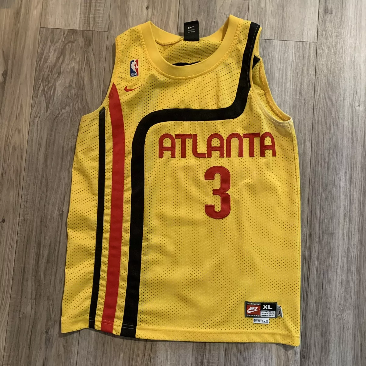 Nike Mens Atlanta Hawks Shareef Abdur-Rahim #3 Basketball Jersey Yellow  Size YXL