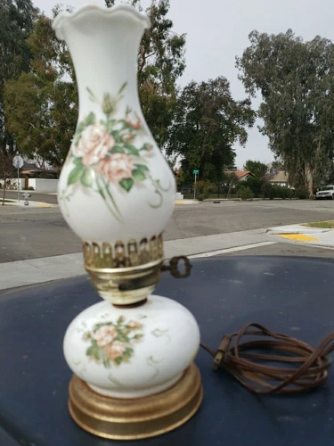 Vintage Latern Lamp 1960s-70s Table Light Gorgeous Milk Glass