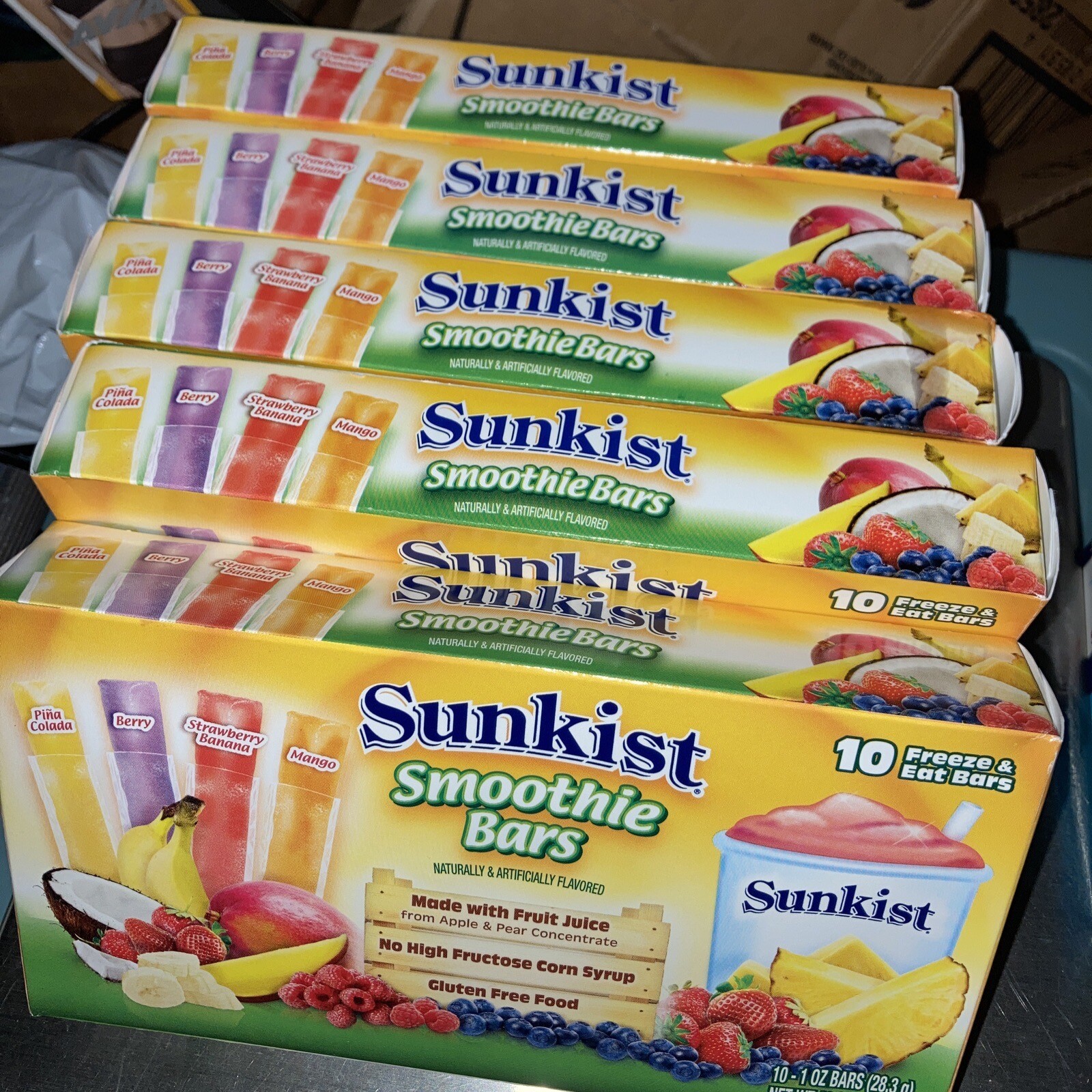 5 Sunkist SMOOTHIE BARS 10 Freeze Pops Fruit Juice Strawberry Mango