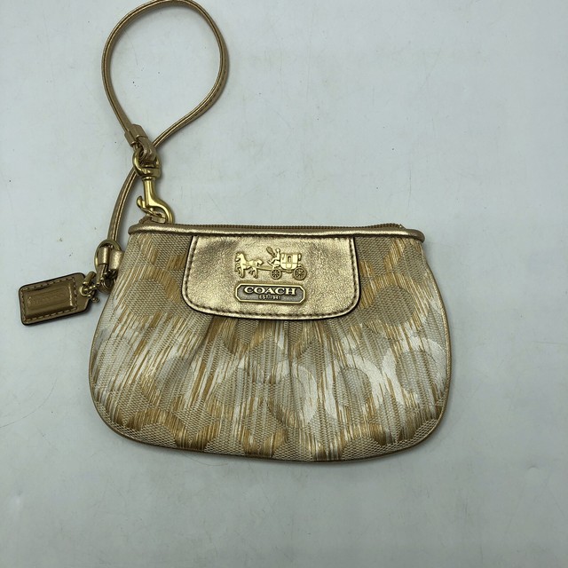 Coach Womens Gold Metallic Wristlet Zippered eBay