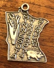 Vintage Sterling Silver Minnesota Minneapolis St Paul State Map Bracelet Charm